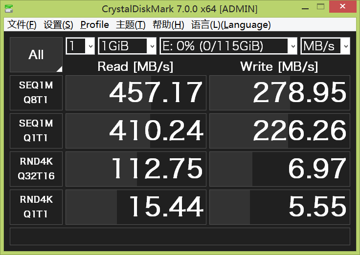 闪迪CZ880测速-笔记本右下角USB接口