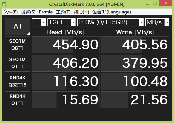 闪迪CZ880测速-笔记本右上角USB接口